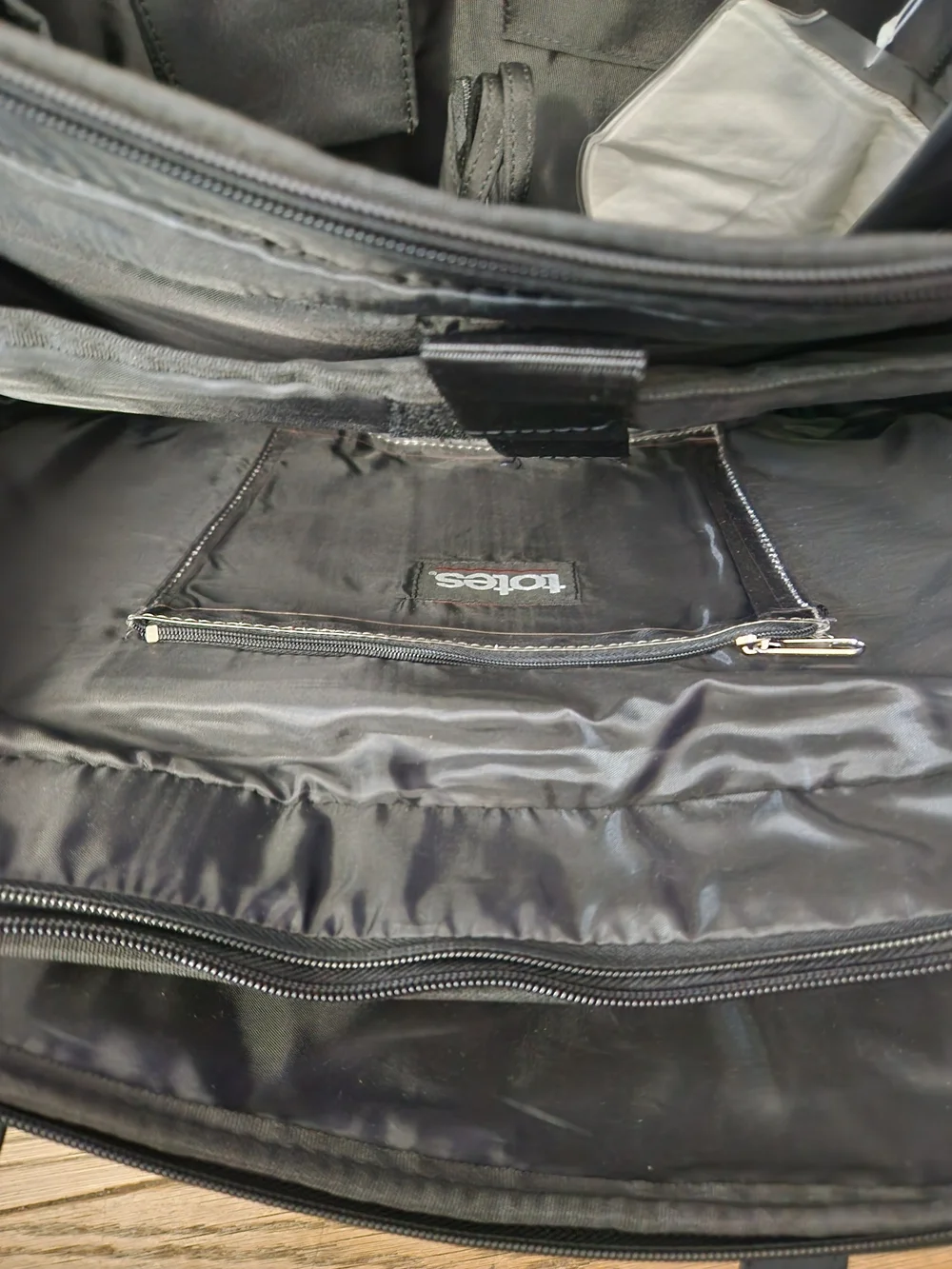 totes Black Nylon Laptop Tote with Front Zip Pocket